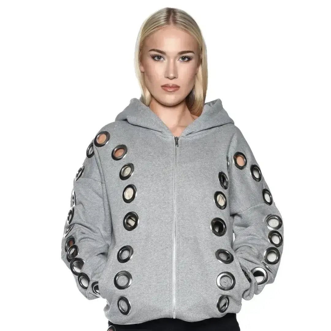 Eyelet Zip-up Hoodie