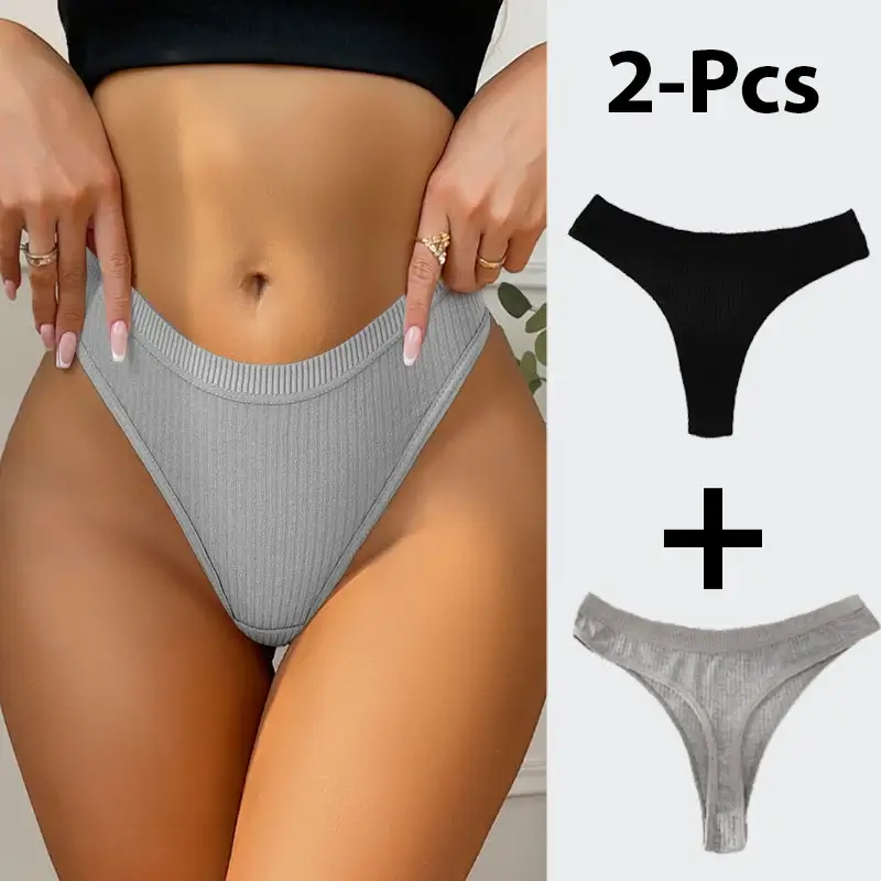 95% Cotton Thongs 2-Pcs