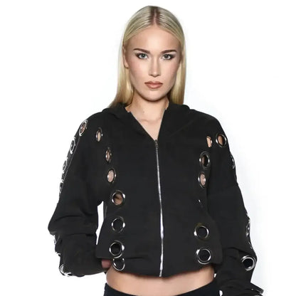Eyelet Zip-up Hoodie